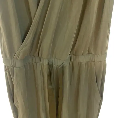 Heartloom  small olive green sleeveless jumpsuit vneck small drawstring waist