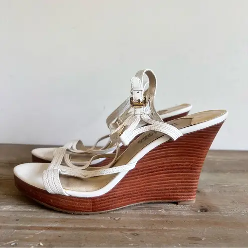 Michael Michael Kors Women’s T Ankle Strap Wedge Shoe Size 6.5 / 7 #836A