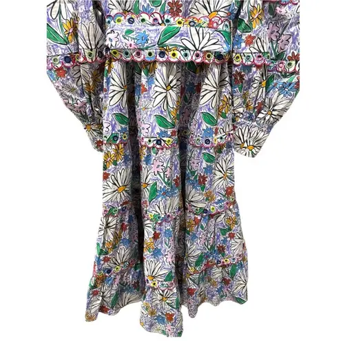 CELIA B Oliver Floral Scalopped Embroidered Midi Dress Size L White Size L