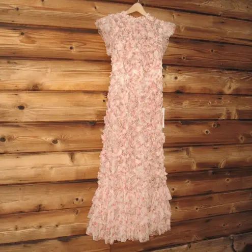 Mac Duggal NWT 8060 Ruffle Tiered Short Sleeve A Line Dress Beige 2