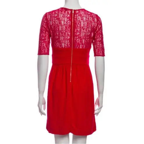 Sandro Paris Red Lace Bustier Style Christmas Holiday Short Dress Size Small