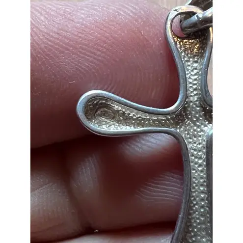 Sterling Silver Cross Pendant Modern Rounded Sculptural Necklace Charm 925 "C"