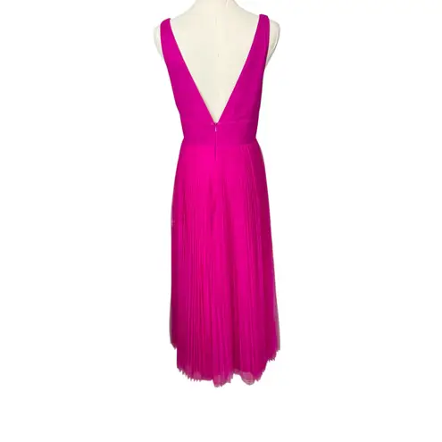 Monique Lhuillier Tulle Cut Out Midi Dress Pink Size 4 NWT