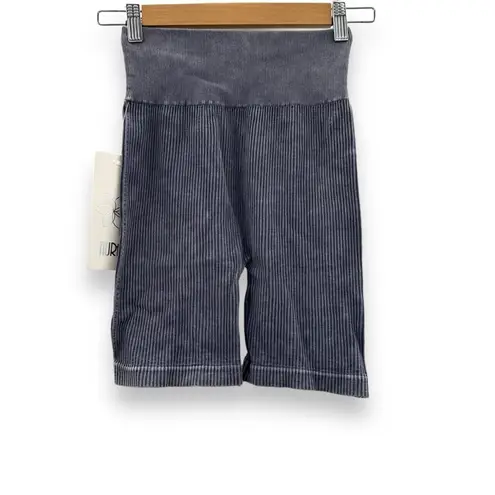 Aura Purple Gray Ribbed High Rise Activewear Biker Shorts Sz S/M NEW