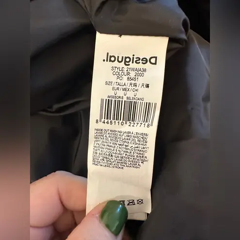 Desigual Black Padded Poncho With Hood One Size Fits Most