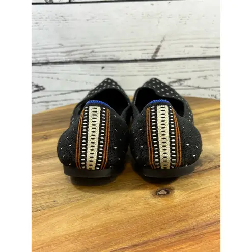 Women's Rothy's Black White Polka Dot The Point Flats Size 10.5