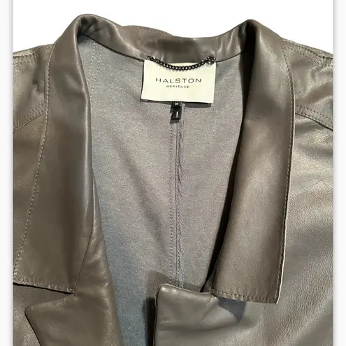 Halston Heritage Halston HeritageCropped Leather Open Jacket Size M preowned smoky grey color.