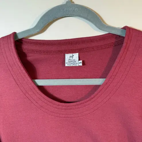 Peruvian Connection Pima Cotton T Shirt SZ S Muted Burgundy Detailed Round Neck