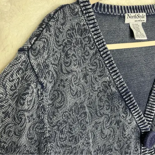 North Style Blue Sweater One Snap Button Cardigan Washed Denim Look Plus Size 1X