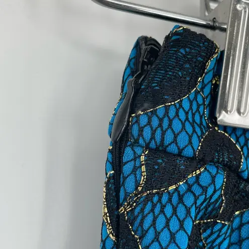 English Rose Womens Gold Blue A-line Pocketed Mini Sparkle Skirt Size Small