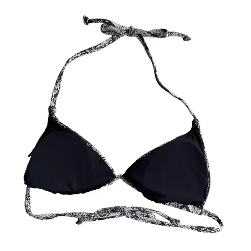 ANDIE swim string bikini top snake print grey and cream women small