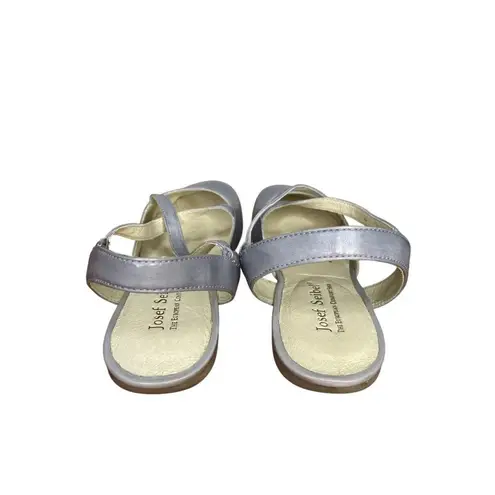 Josef Seibel Fiona 13 Light Blue Grey Leather Flats Cross