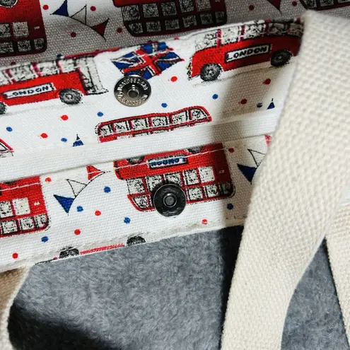 Milly Green cotton tote bag London bus Union Jack Red