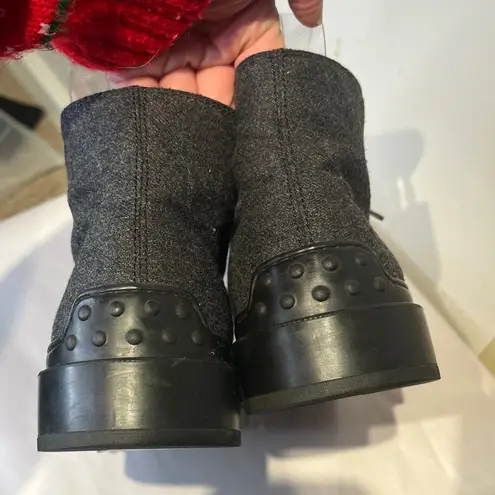 Tod's Tod’s Gray Wool Lace Up Ankle Boots Sz 5.5 US Minimalist Timeless