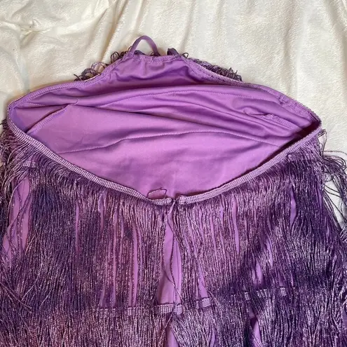 Women's Purple Fringe Halter Dress Flapper Gatsby Party Festival Size XL
