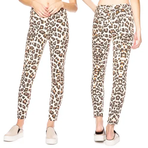MOTHER Denim Mother High Waist Looker Ankle Fray Leopard Jeans