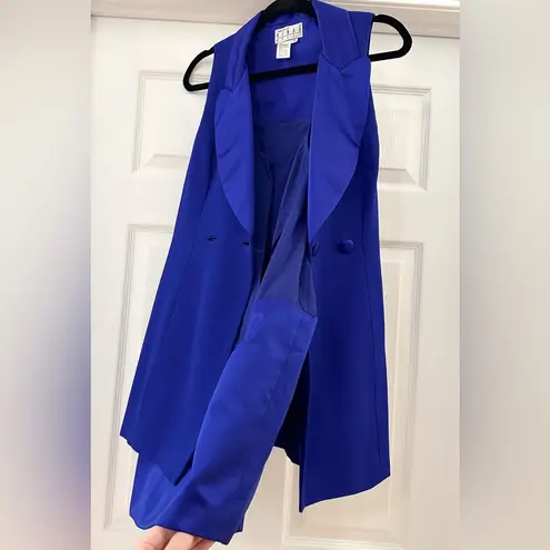 Kenar Vintage Ann Tjian for Dress Sleeveless Tuxedo blazer mini dress Blue