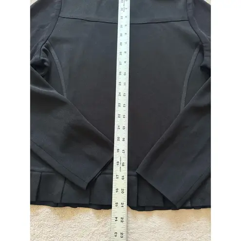 Misook Black Twill Knit Collared Zip Up Sweater Jacket Blazer Office Size S