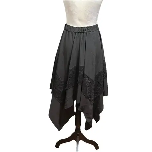 Women DarkFairy Solid Color Midi Skirt Elastic Waist Mardi Gras Goth Sz XS W26 Black