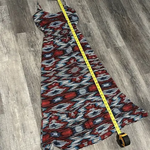 Cynthia Vincent 100% silk light maxi red blue white adjustable maxi dress S