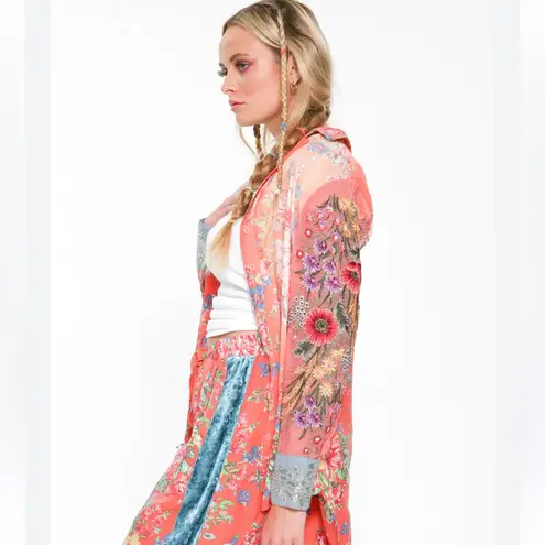 Arrata Silent Journey NWOT Girls Are Young Button Down Mesh Embroidered Top XL Pink