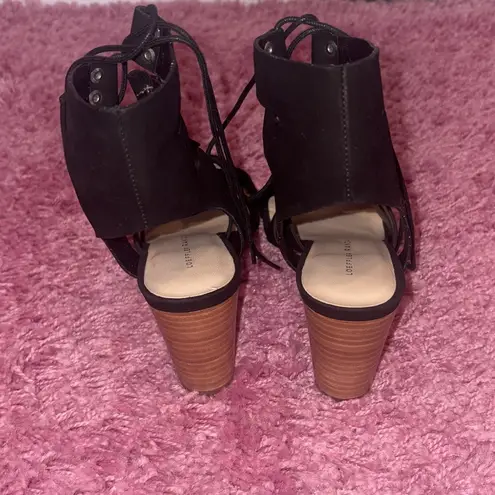 Loeffler Randall  Hana Black Lace Up Gladiator Heels Size 6