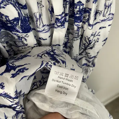 NWT O.P.T. Daphne Toile Blue White Print Tiered Midi Dress (S)