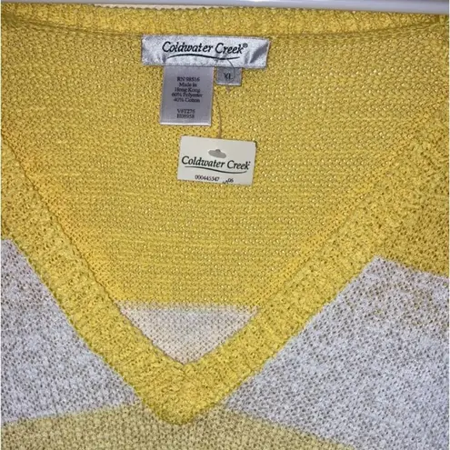 Coldwater Creek NWT  Pullover Vneck Sweater wide stripe yellow colorblock