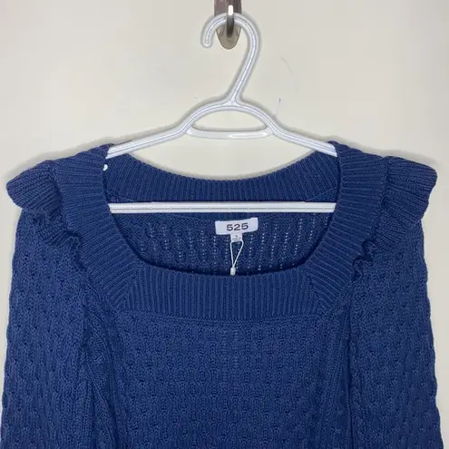 525 America square neck ruffle cable sweater sz S