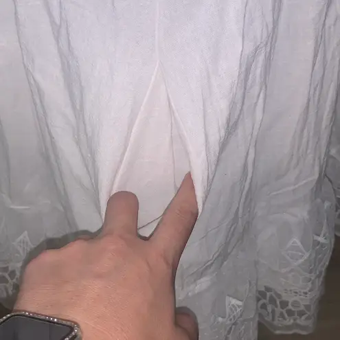 Women's Midi Dress White Lace Sleeves Wedding Lined V