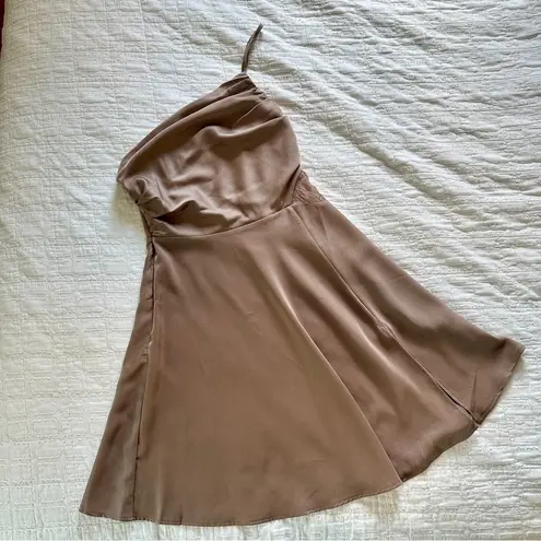 Rare London Satin One Shoulder Mini Dress NEW