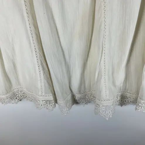Soft Surroundings Soft Surroundings Fringe Skirt M White Cream Boho Prairie Demure Gauze