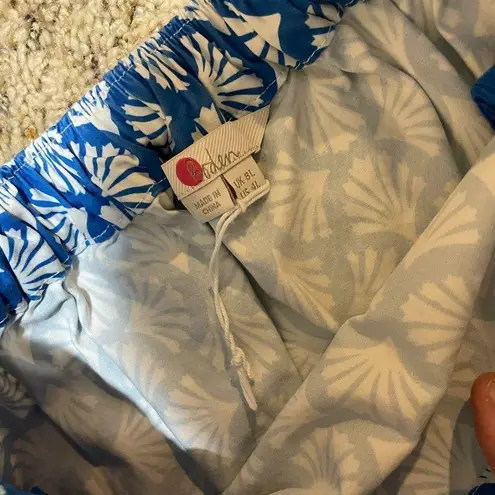NWOT Boden Size 4L Danby Pull On Mini Skirt Blue Pattern Elastic Waist