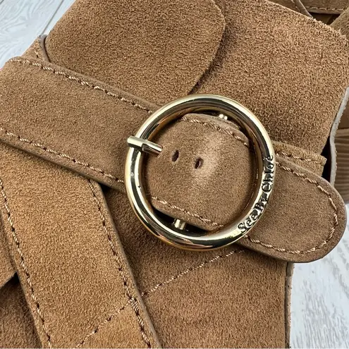 See By Chloe See by Chloé Suede Buckle Ankle Booties 37.5 Tobacco (Tan) & Goldtone Metal $525