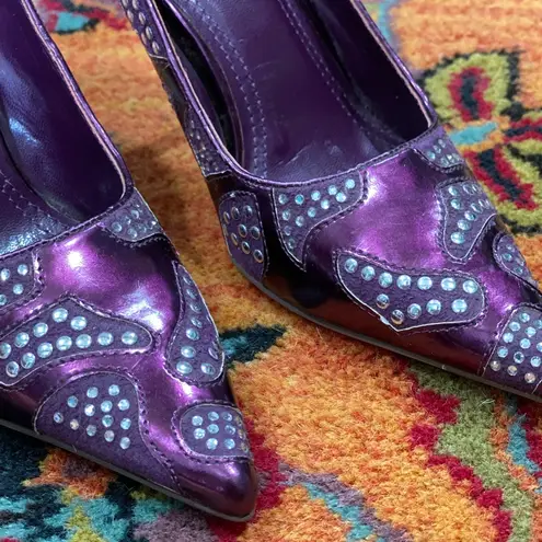 Vintage Y2K Liliana Pointed Toe Metallic Purple heels Size 6