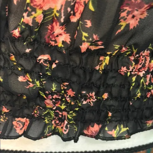 Pink, Orange & Black Flutter Short Sleeve Blouse with Ruffled Details