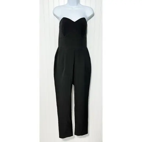Adelyn Rae Women's Strapless Sweetheart Neckline Slim Leg Jumpsuit Black Medium