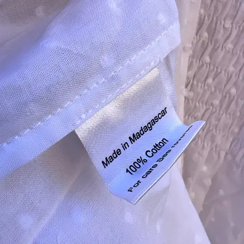 Hill House The Kimmy Nap White Maxi Dress 100% Cotton Swiss Dot Women's Small