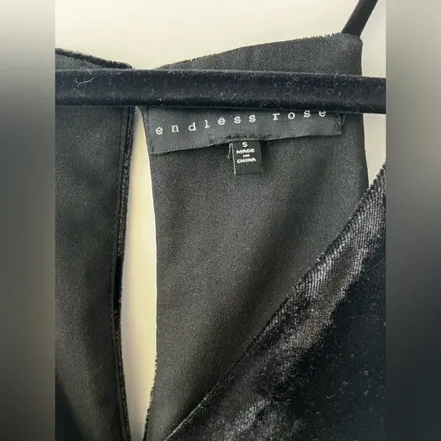 Endless Rose Black Velvet Cami with Crystal Embellishments Sz S