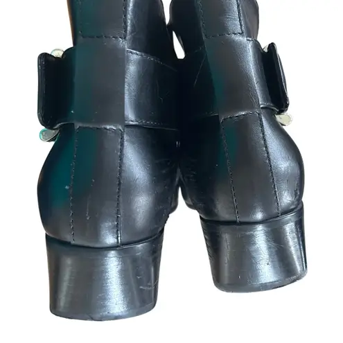 Aquatalia Flambay Black Leather Buckle Moto Ankle Chelsea Boot