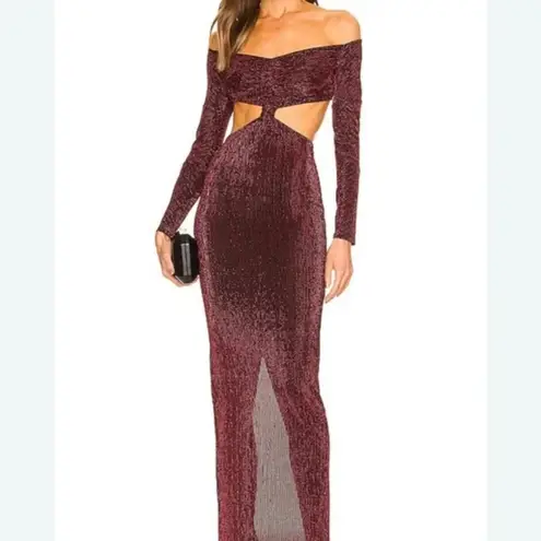 Michael Costello NWT x Revolve Odette Maxi Dress Size M Magenta & Black Metallic