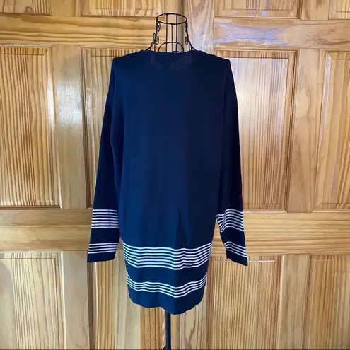 Episode Wool Blend Striped Tunic Sweater Black Size Medium