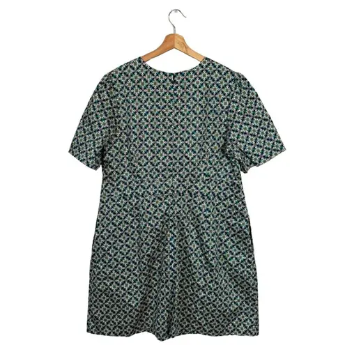 Boden Geometric Pattern Shift Mini Dress Womens 16/18R Green Short Sleeve Preppy Size undefined