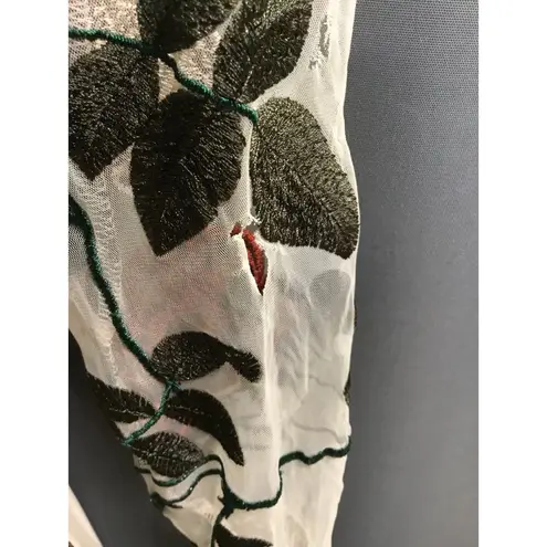 K.Jen Dress Women's Large White Floral Embroidered Backless Long Sleeve Preppy