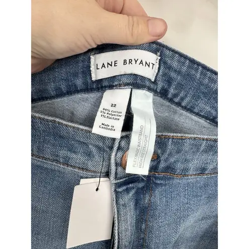 Lane Bryant  Womens High Rise Straight Crop Jeans Sz 22 Blue Light Wash‎ Belted - Image 4