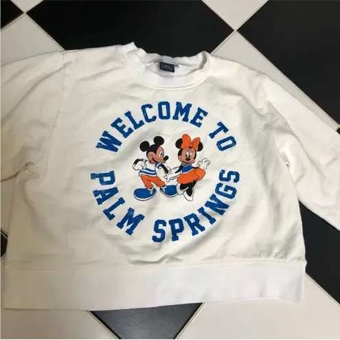 ZARA Welcome to Palm Springs Sweatshirt Disney Mickey Mouse Minnie Mod sz Large