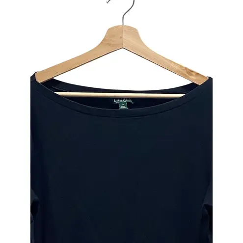 Lauren Ralph Lauren Ribbon Trim Sleeve Tee Shirt Black Size XL Preppy Coastal