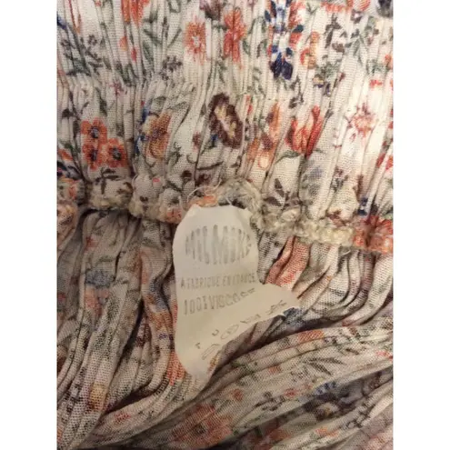 None Vintage BoHo Floral Elastic Waist Maxi Skirt France Cottagecore