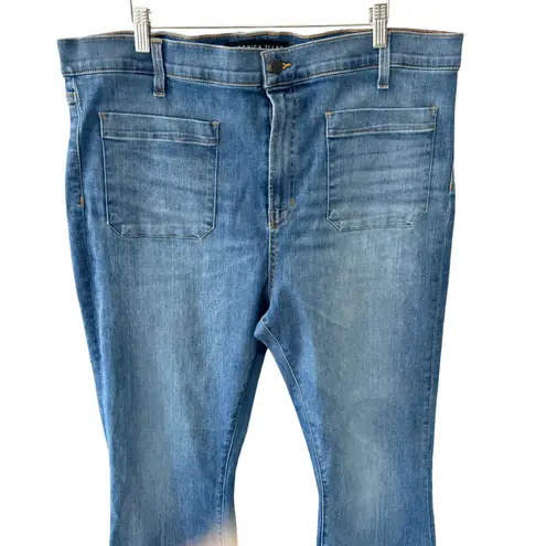 Veronica Beard Sheridan Exaggerated Flare High Rise Jeans Keystone Blue Size 20