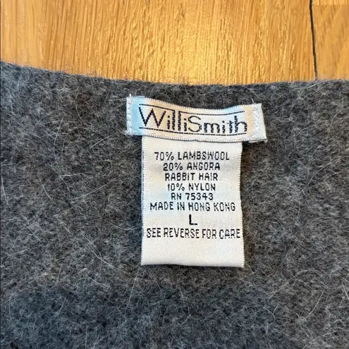 Willi Smith Sleeveless Sweater Beaded Wool Angora Blend Grey Size Large